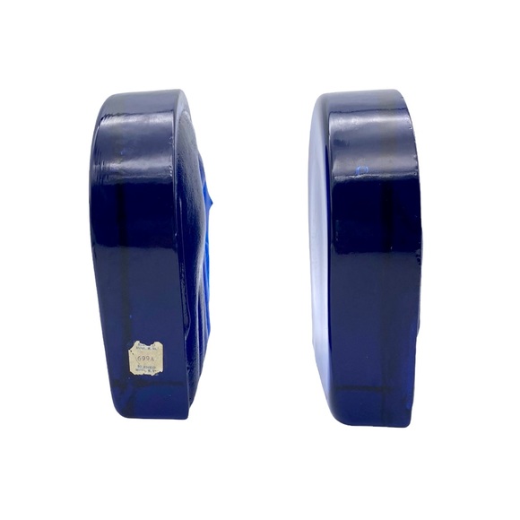 Pair of vintage Blenko cobalt blue glass elephant bookends - Picture 4 of 11